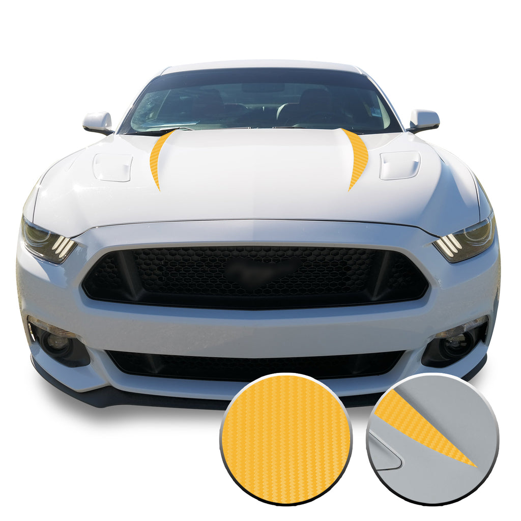 Hood Spears Stripes Vinyl Decal Overlay Wrap Trim Compatible with and Fits Mustang 2015-2017