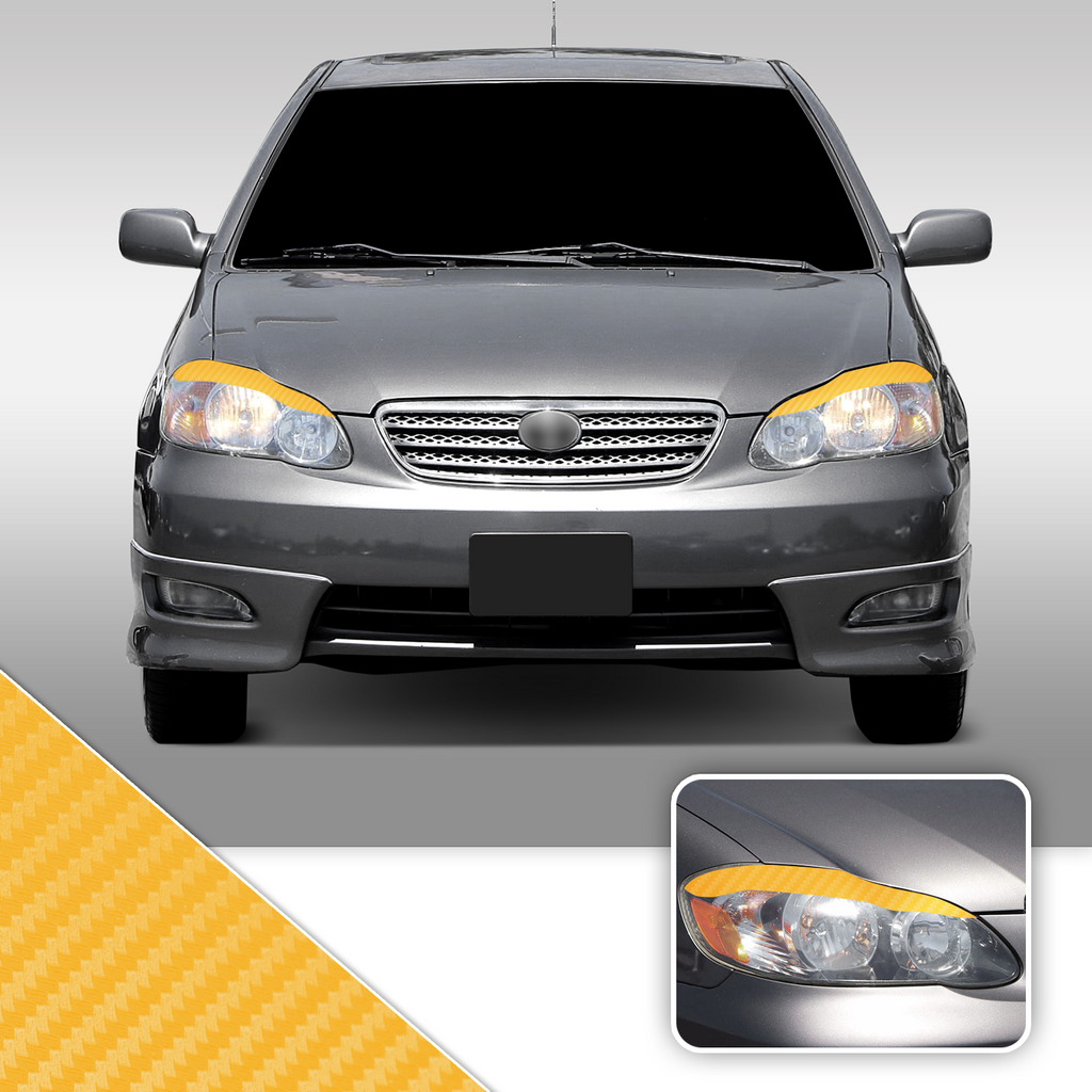 Headlight Eyelid Eyebrow Overlay Accent Pre Cut Vinyl Decal Wrap Compatible with Toyota Corolla 2003-2008