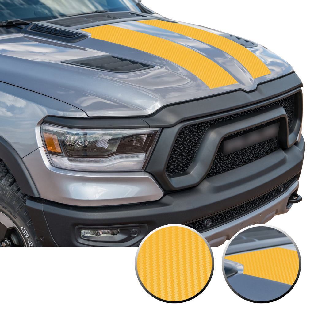 Solid Hood Scoop Decal Accent Overlay Precut Trim Compatible with and Fits Ram 1500 Rebel Crew Cab Quad Cab 2020