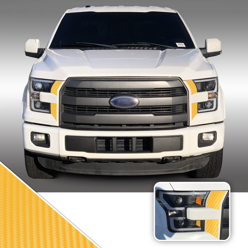 Headlight Front Accents Vinyl Decal Overlay Wrap Trim Compatible with and Fits F-150 2015-2017