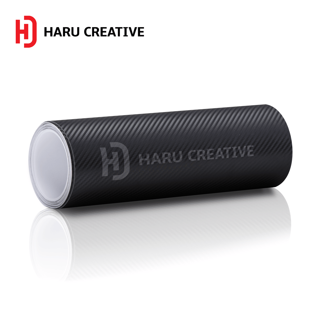 Black 3D Carbon Fiber Vinyl Wrap - Adhesive Decal Film Sheet Roll - Haru Creative 3D Carbon Fiber