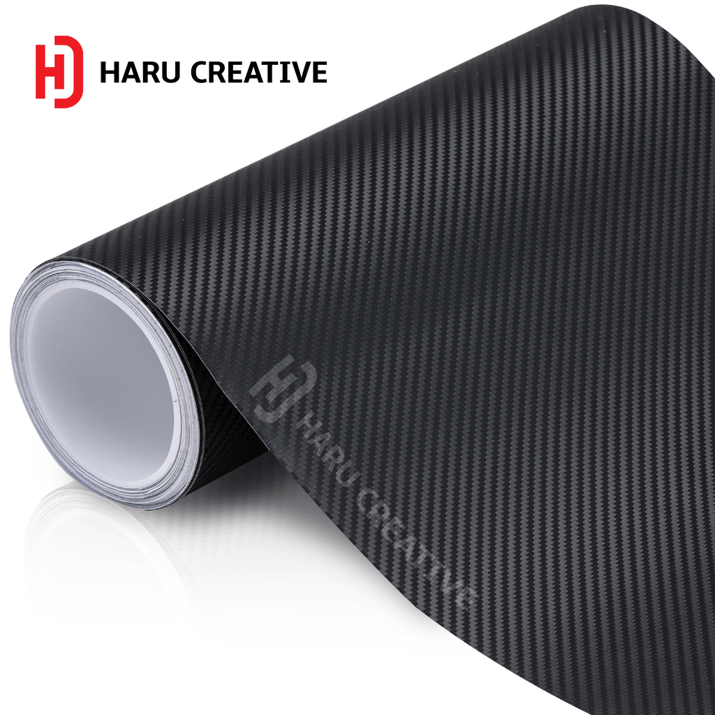 Black 3D Carbon Fiber Vinyl Wrap - Adhesive Decal Film Sheet Roll - Haru Creative 3D Carbon Fiber