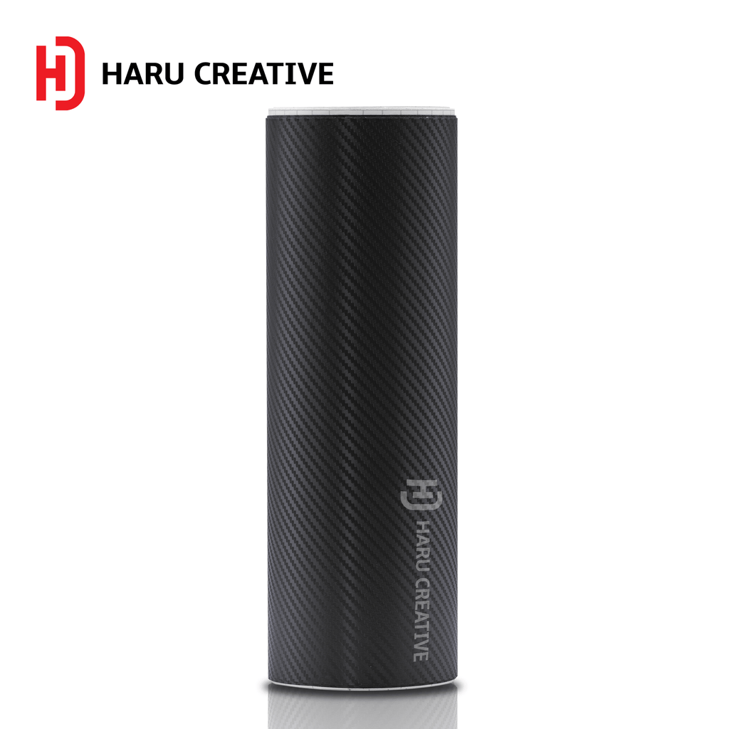 Black 3D Carbon Fiber Vinyl Wrap - Adhesive Decal Film Sheet Roll - Haru Creative 3D Carbon Fiber