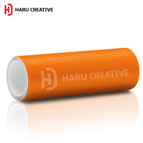 Orange 3D Carbon Fiber Vinyl Wrap - Adhesive Decal Film Sheet Roll - Haru Creative 3D Carbon Fiber