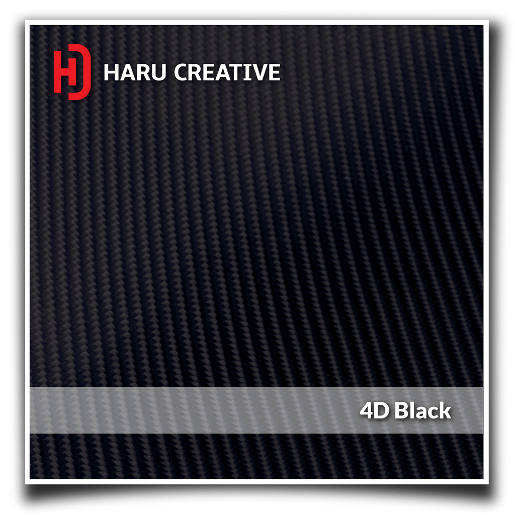 Black 4D Carbon Fiber Vinyl Wrap - Adhesive Decal Sheet Film Roll - Haru Creative 4D Carbon Fiber