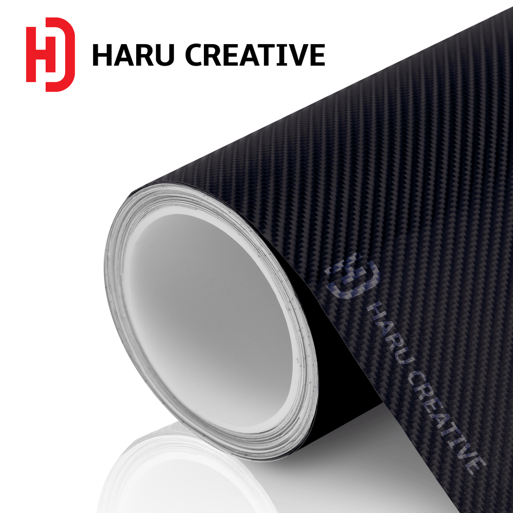 Black 4D Carbon Fiber Vinyl Wrap - Adhesive Decal Sheet Film Roll - Haru Creative 4D Carbon Fiber