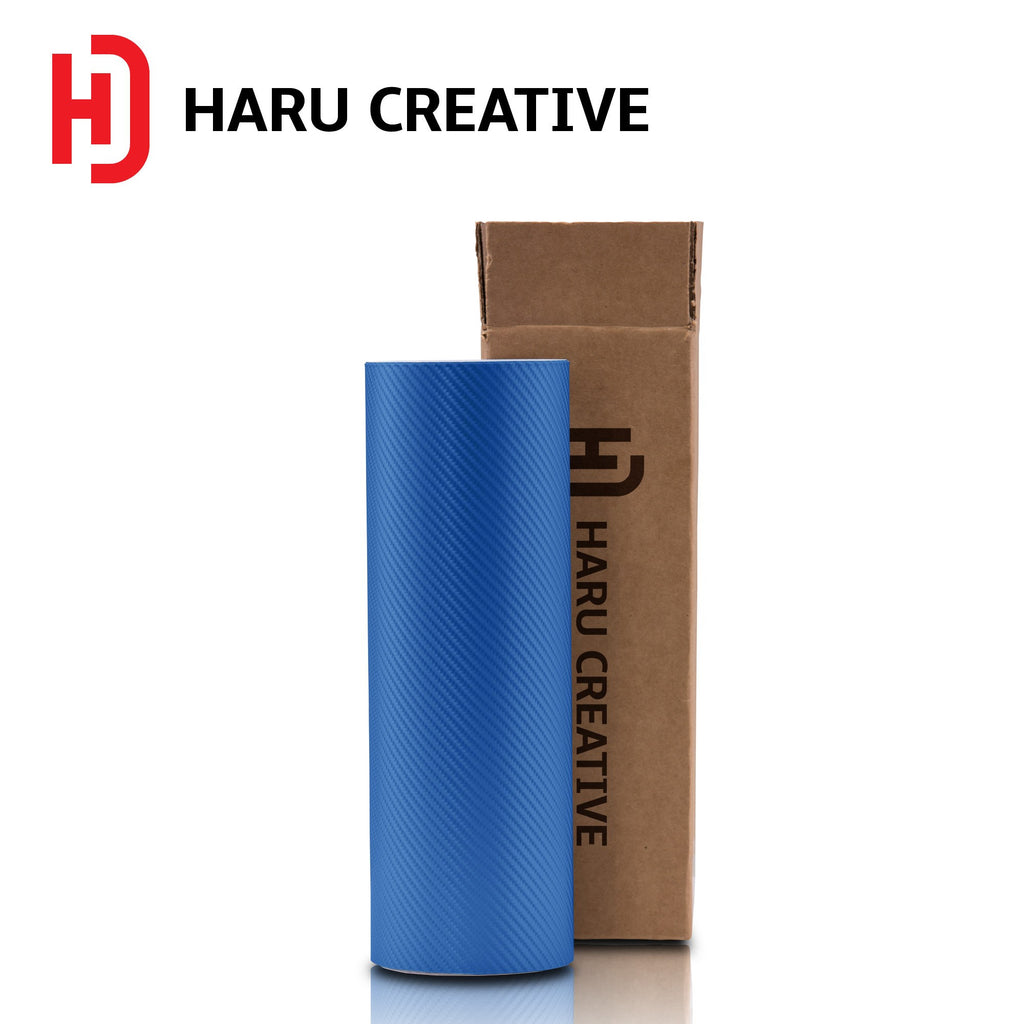 Blue 4D Carbon Fiber Vinyl Wrap - Adhesive Decal Film Sheet Roll - Haru Creative 4D Carbon Fiber
