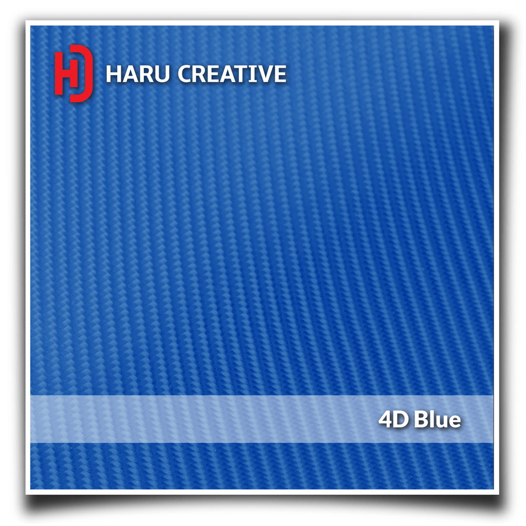 Blue 4D Carbon Fiber Vinyl Wrap - Adhesive Decal Film Sheet Roll - Haru Creative 4D Carbon Fiber