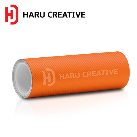 Orange 4D Carbon Fiber Vinyl Wrap - Adhesive Decal Film Sheet Roll - Haru Creative 4D Carbon Fiber