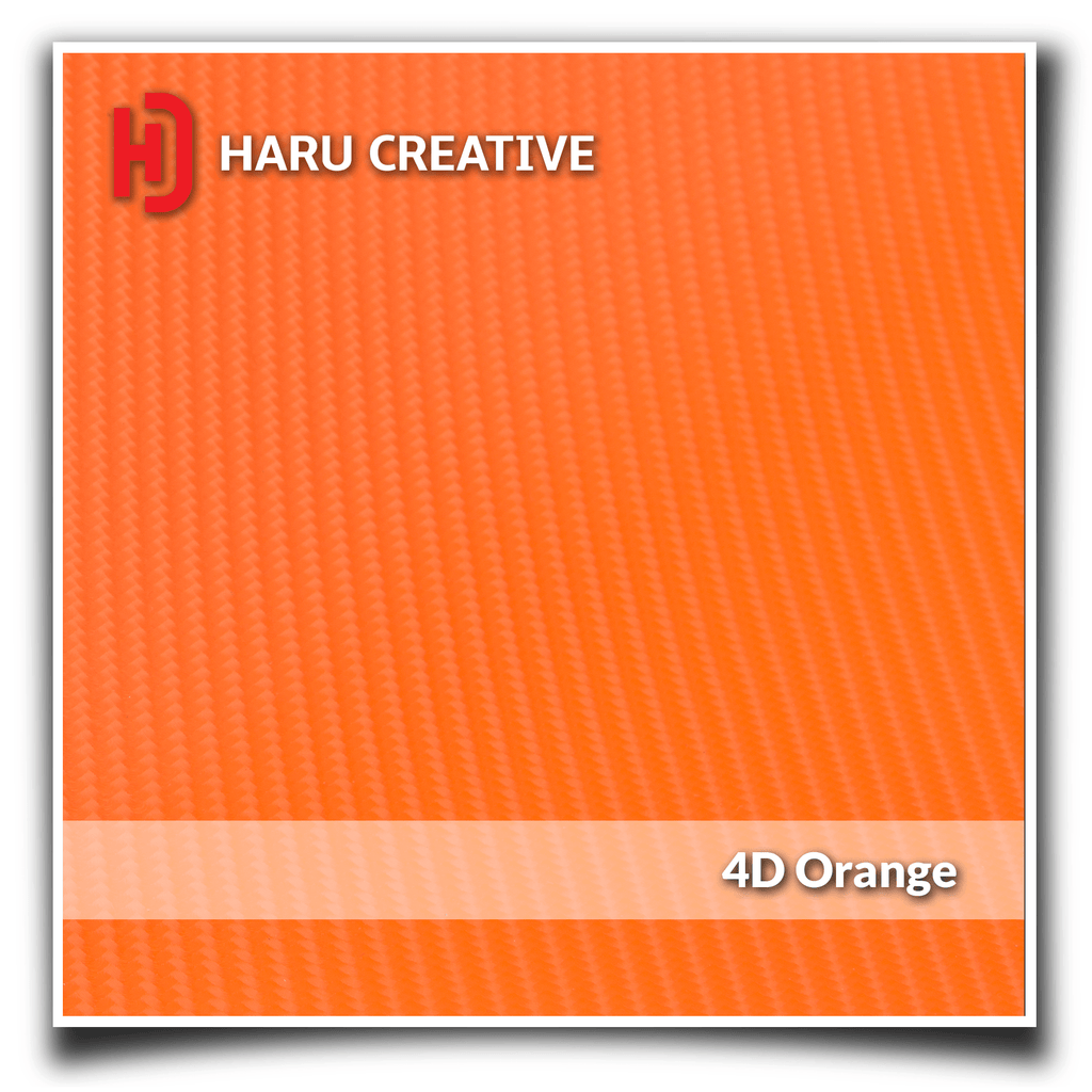 Orange 4D Carbon Fiber Vinyl Wrap - Adhesive Decal Film Sheet Roll - Haru Creative 4D Carbon Fiber