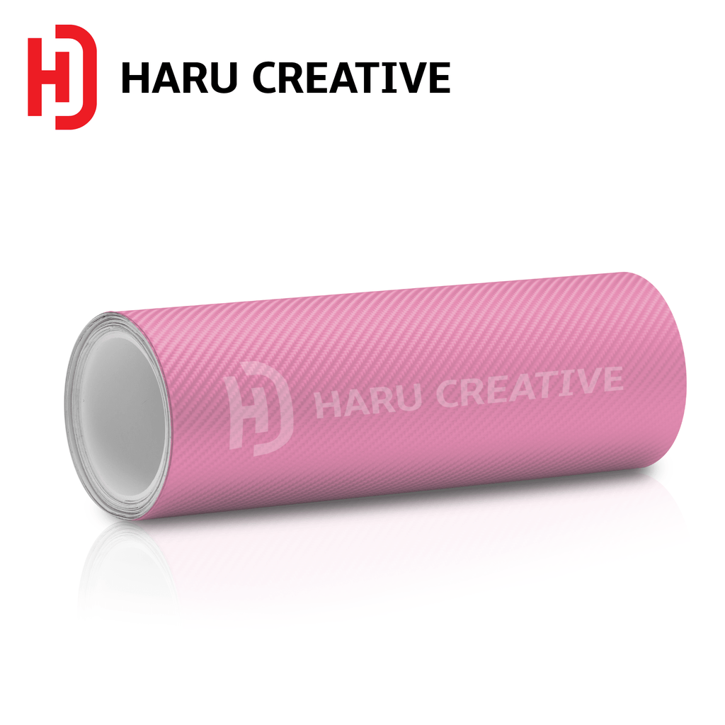 Pink 4D Carbon Fiber Vinyl Wrap - Adhesive Decal Film Sheet Roll - Haru Creative 4D Carbon Fiber