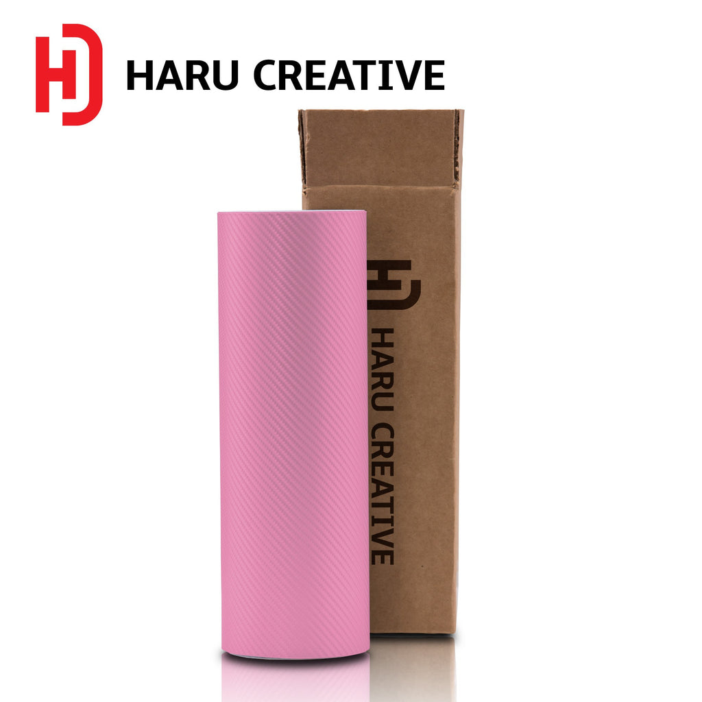 Pink 4D Carbon Fiber Vinyl Wrap - Adhesive Decal Film Sheet Roll - Haru Creative 4D Carbon Fiber