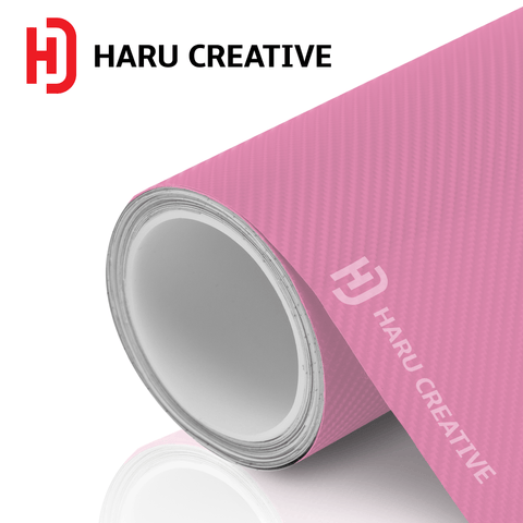 Pink 4D Carbon Fiber Vinyl Wrap - Adhesive Decal Film Sheet Roll - Haru Creative 4D Carbon Fiber