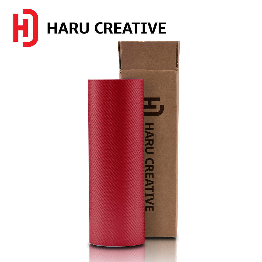 Red 4D Carbon Fiber Vinyl Wrap - Adhesive Decal Film Sheet Roll - Haru Creative 4D Carbon Fiber