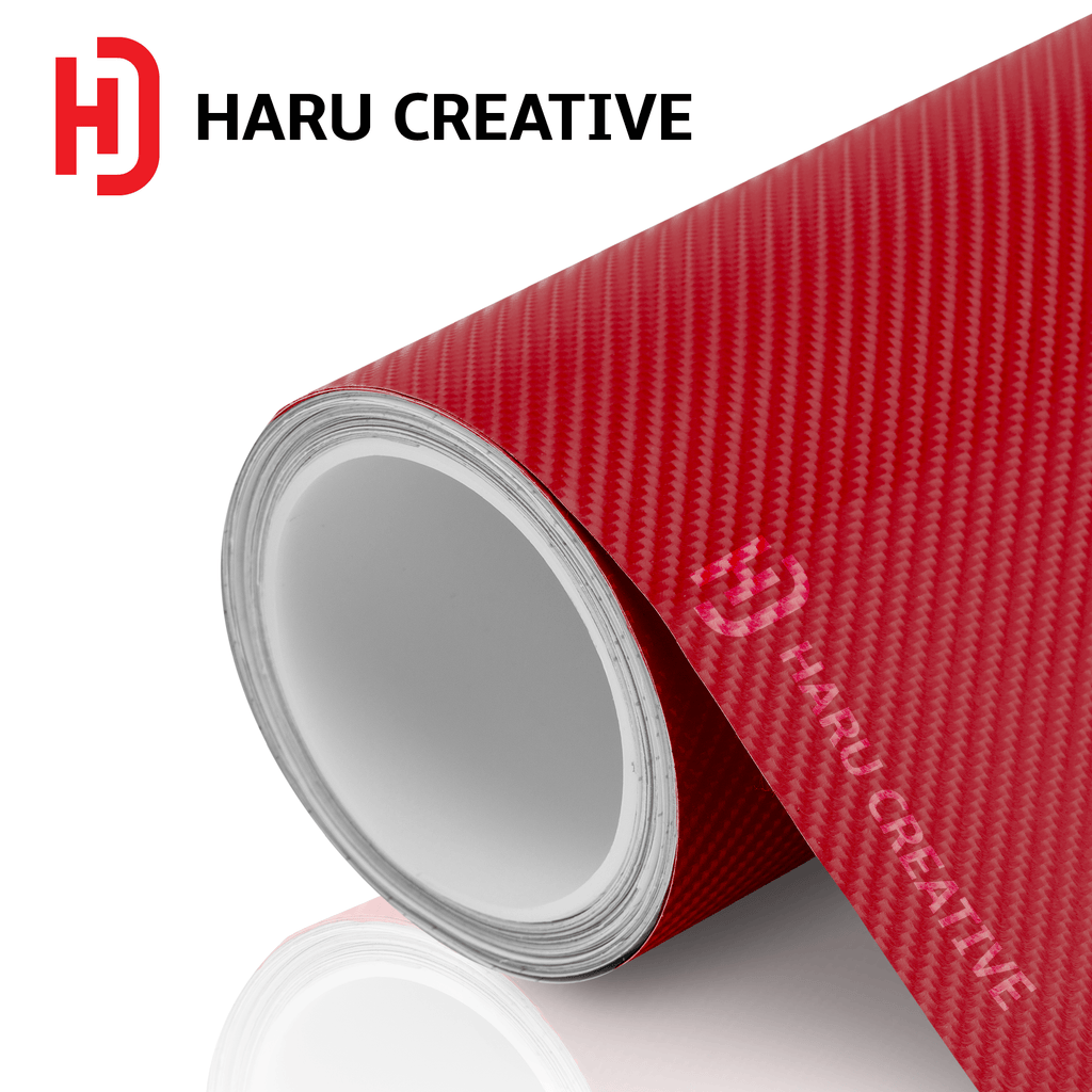 Red 4D Carbon Fiber Vinyl Wrap - Adhesive Decal Film Sheet Roll - Haru Creative 4D Carbon Fiber