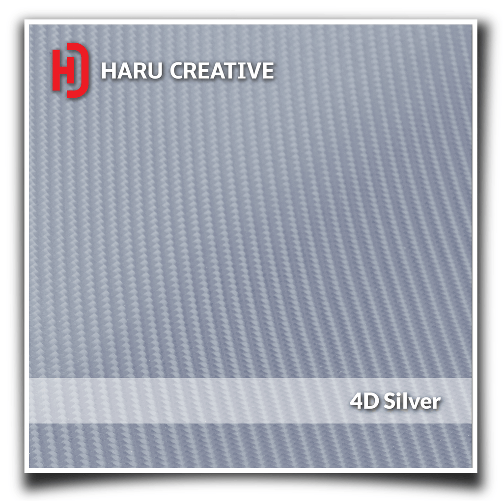 Silver 4D Carbon Fiber Vinyl Wrap - Adhesive Decal Film Sheet Roll - Haru Creative 4D Carbon Fiber