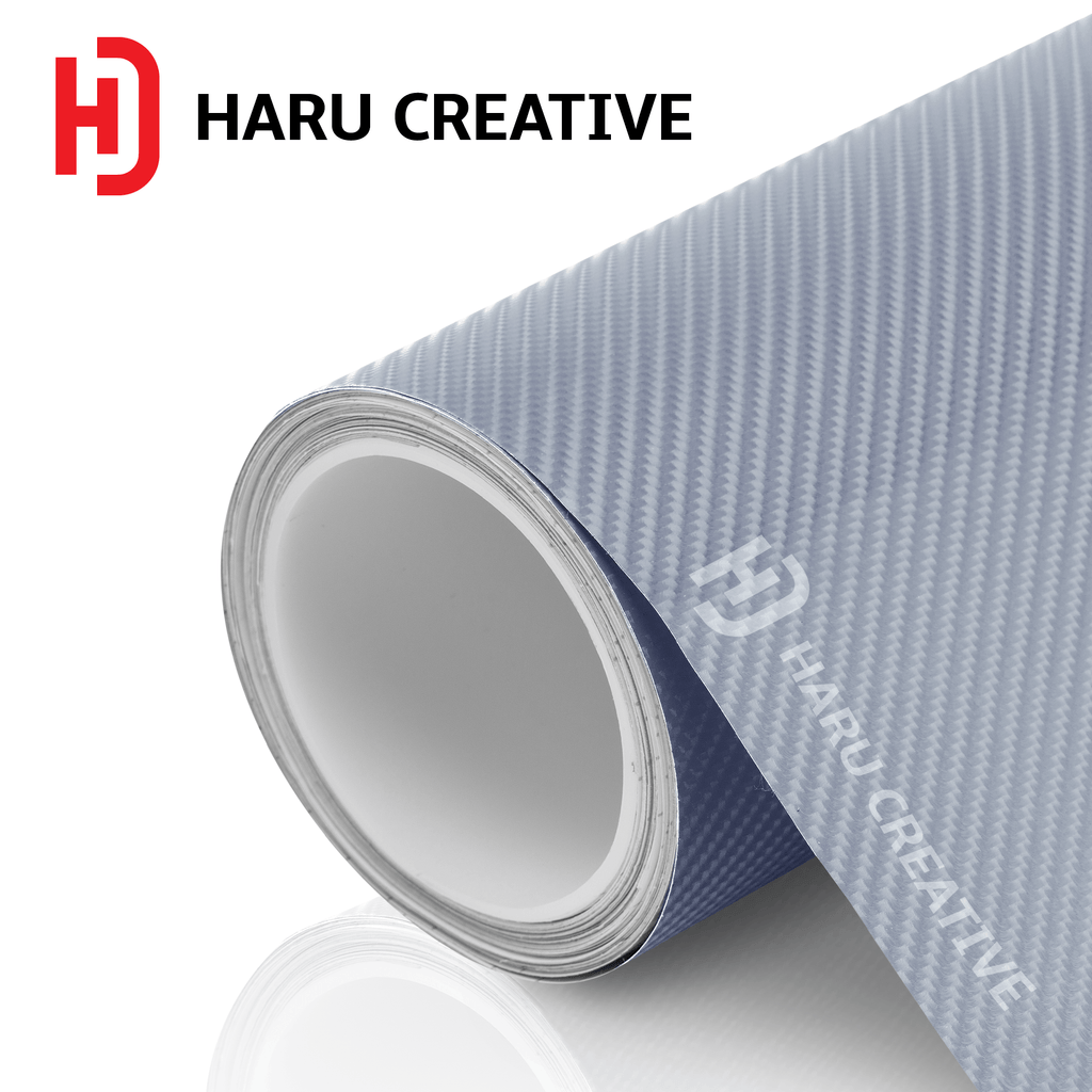 Silver 4D Carbon Fiber Vinyl Wrap - Adhesive Decal Film Sheet Roll - Haru Creative 4D Carbon Fiber