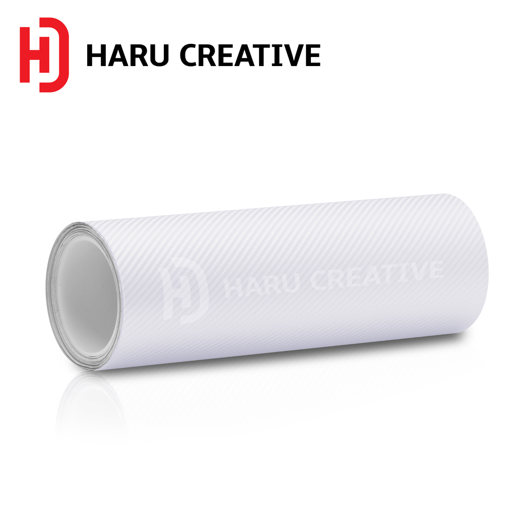 White 4D Carbon Fiber Vinyl Wrap - Adhesive Decal Film Sheet Roll - Haru Creative 4D Carbon Fiber