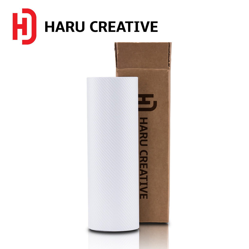 White 4D Carbon Fiber Vinyl Wrap - Adhesive Decal Film Sheet Roll - Haru Creative 4D Carbon Fiber