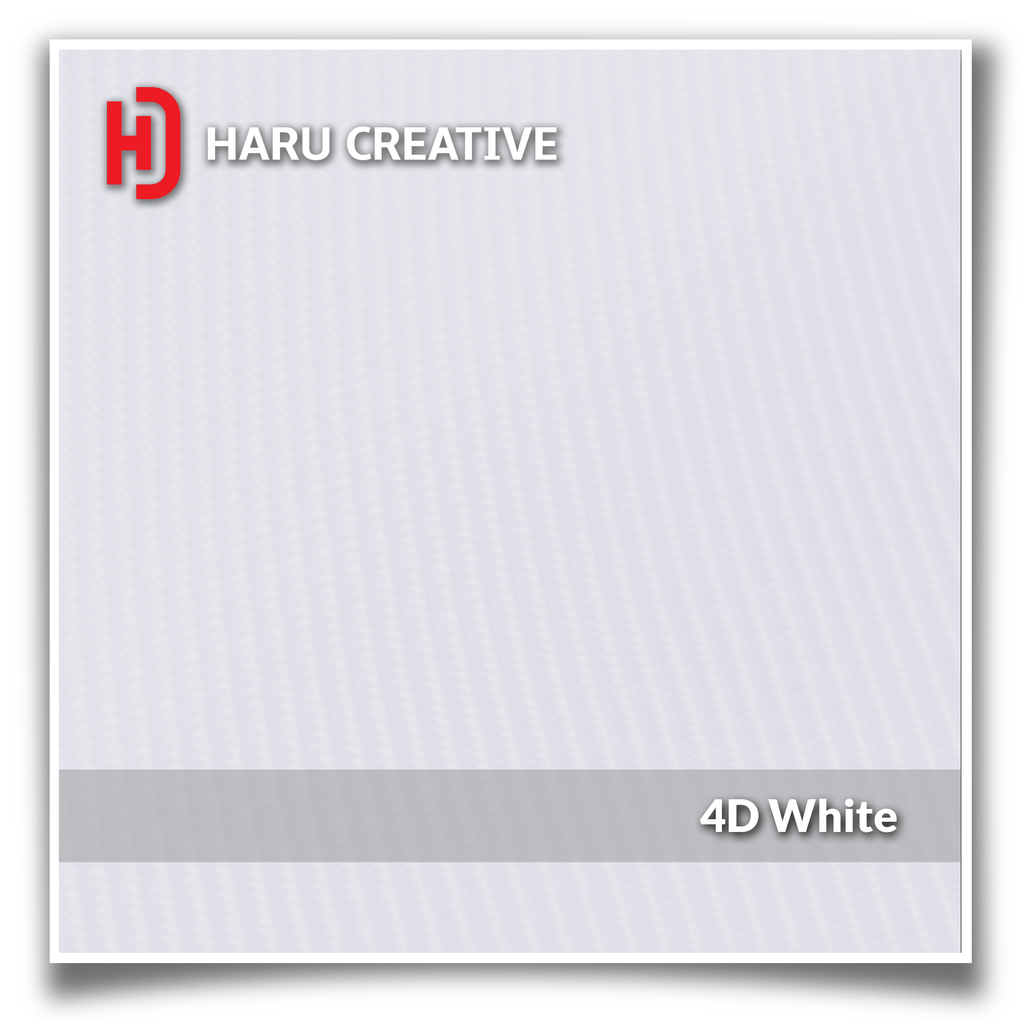 White 4D Carbon Fiber Vinyl Wrap - Adhesive Decal Film Sheet Roll - Haru Creative 4D Carbon Fiber