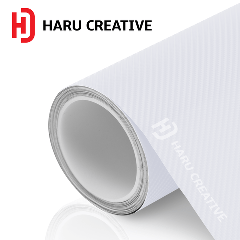 White 4D Carbon Fiber Vinyl Wrap - Adhesive Decal Film Sheet Roll - Haru Creative 4D Carbon Fiber