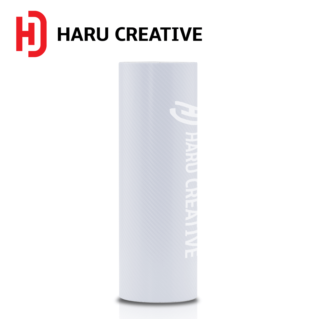 White 4D Carbon Fiber Vinyl Wrap - Adhesive Decal Film Sheet Roll - Haru Creative 4D Carbon Fiber