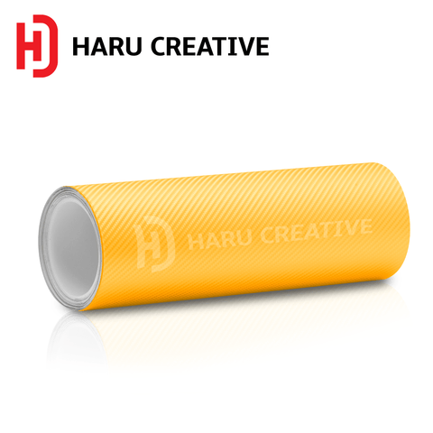 Yellow 4D Carbon Fiber Vinyl Wrap - Adhesive Decal Film Sheet Roll - Haru Creative 4D Carbon Fiber
