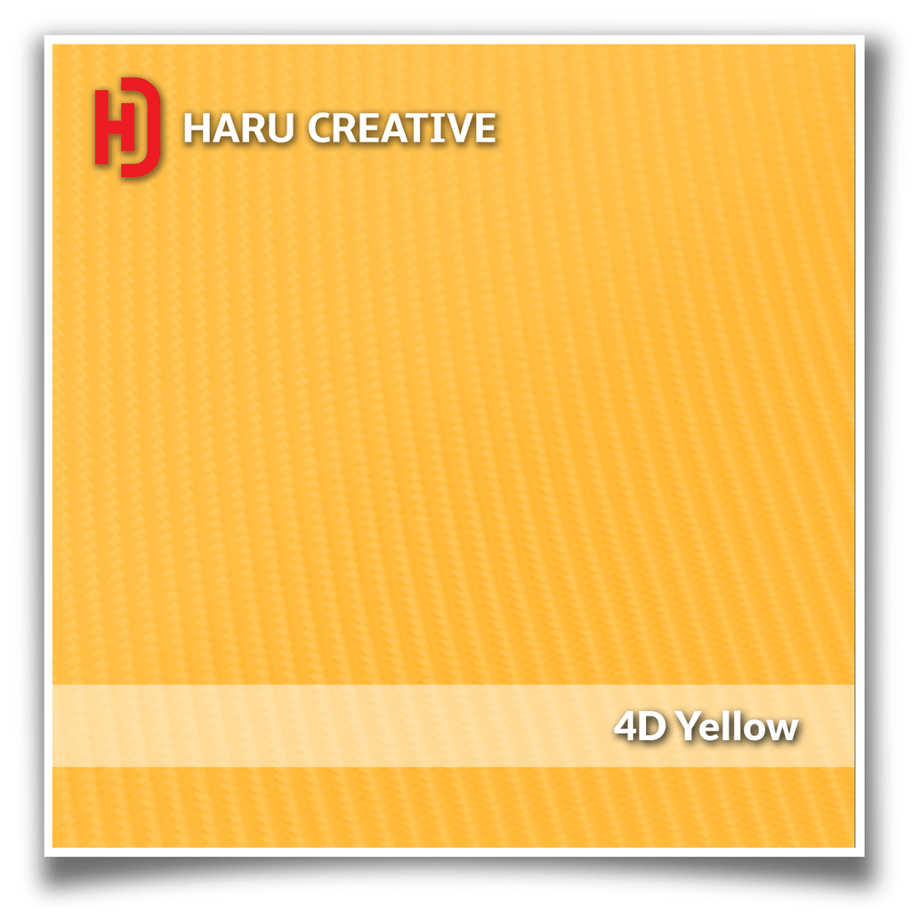 Yellow 4D Carbon Fiber Vinyl Wrap - Adhesive Decal Film Sheet Roll - Haru Creative 4D Carbon Fiber