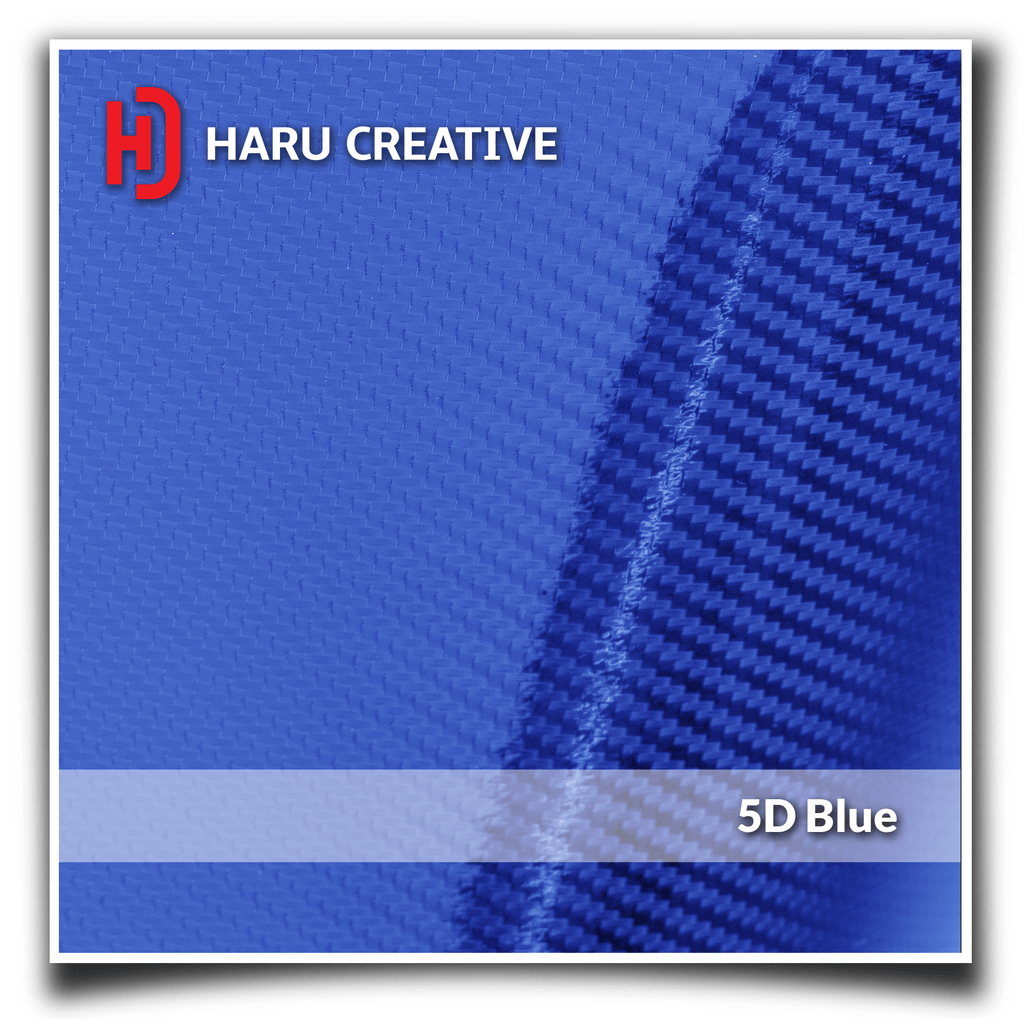 Blue 5D Carbon Fiber Vinyl Wrap - Adhesive Decal Film Sheet Roll - Haru Creative 5D Carbon Fiber