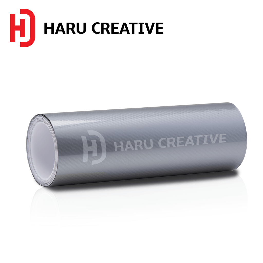 Silver 5D Carbon Fiber Vinyl Wrap - Adhesive Decal Film Sheet Roll - Haru Creative 5D Carbon Fiber