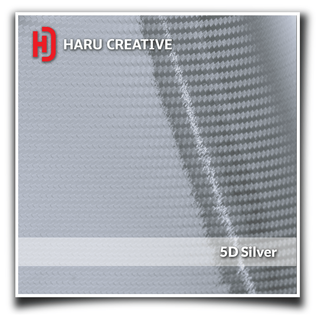 Silver 5D Carbon Fiber Vinyl Wrap - Adhesive Decal Film Sheet Roll - Haru Creative 5D Carbon Fiber