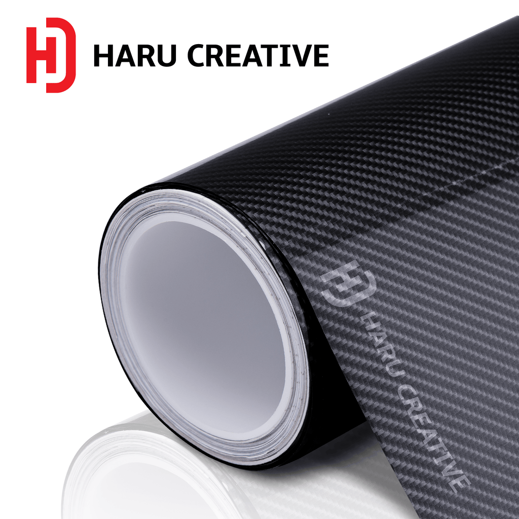 Black 6D Carbon Fiber Vinyl Wrap - Adhesive Decal Film Sheet Roll - Haru Creative 6D Carbon Fiber