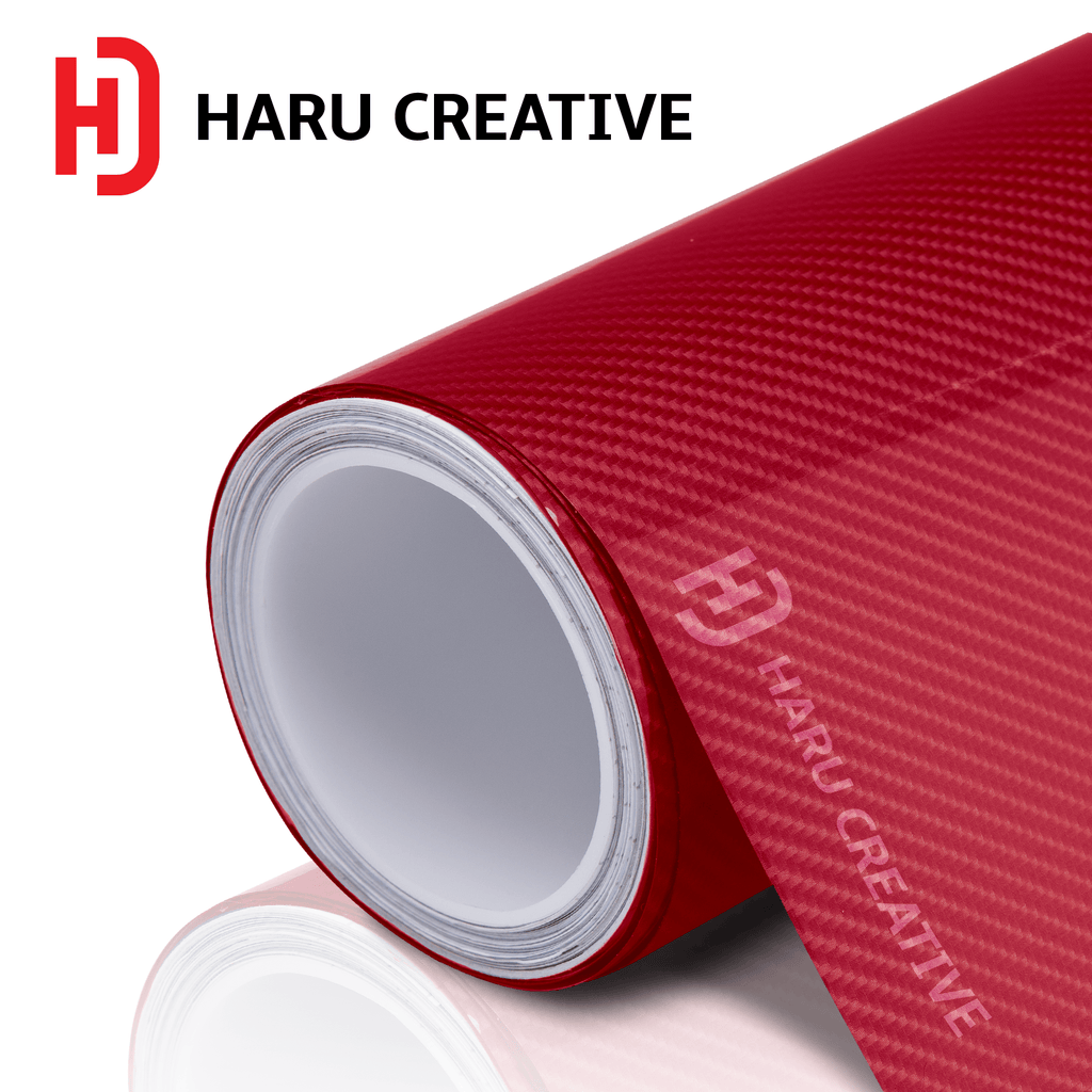 Red 6D Carbon Fiber Vinyl Wrap - Adhesive Decal Film Sheet Roll - Haru Creative 6D Carbon Fiber