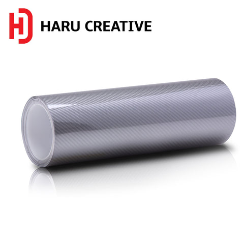 Silver 6D Carbon Fiber Vinyl Wrap - Adhesive Decal Film Sheet Roll - Haru Creative 6D Carbon Fiber