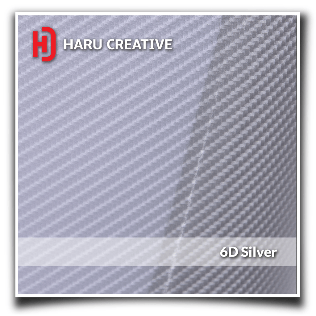 Silver 6D Carbon Fiber Vinyl Wrap - Adhesive Decal Film Sheet Roll - Haru Creative 6D Carbon Fiber