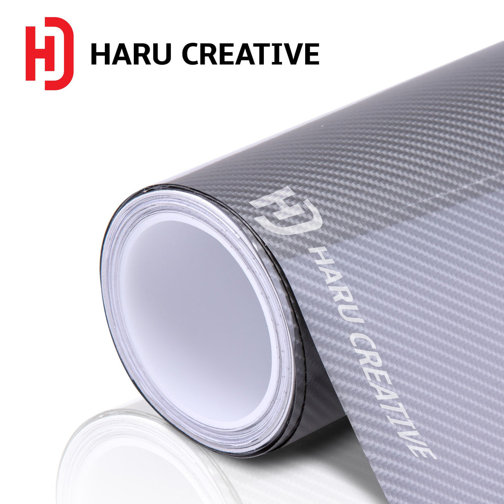 Silver 6D Carbon Fiber Vinyl Wrap - Adhesive Decal Film Sheet Roll - Haru Creative 6D Carbon Fiber