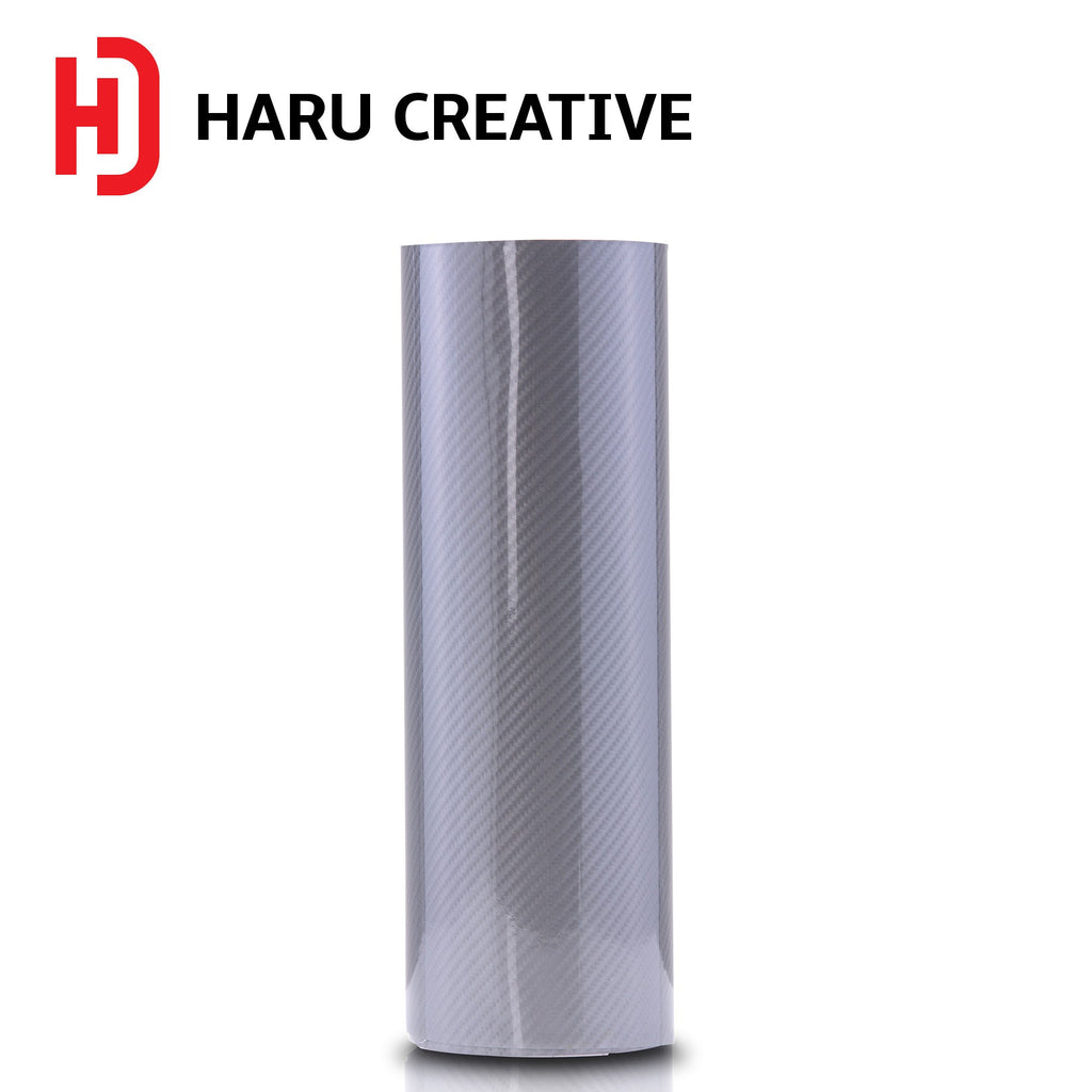 Silver 6D Carbon Fiber Vinyl Wrap - Adhesive Decal Film Sheet Roll - Haru Creative 6D Carbon Fiber