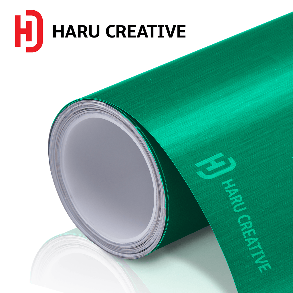 Emerald Green Brushed Aluminum Vinyl Wrap - Adhesive Decal Film Sheet Roll - Haru Creative Brushed Aluminum