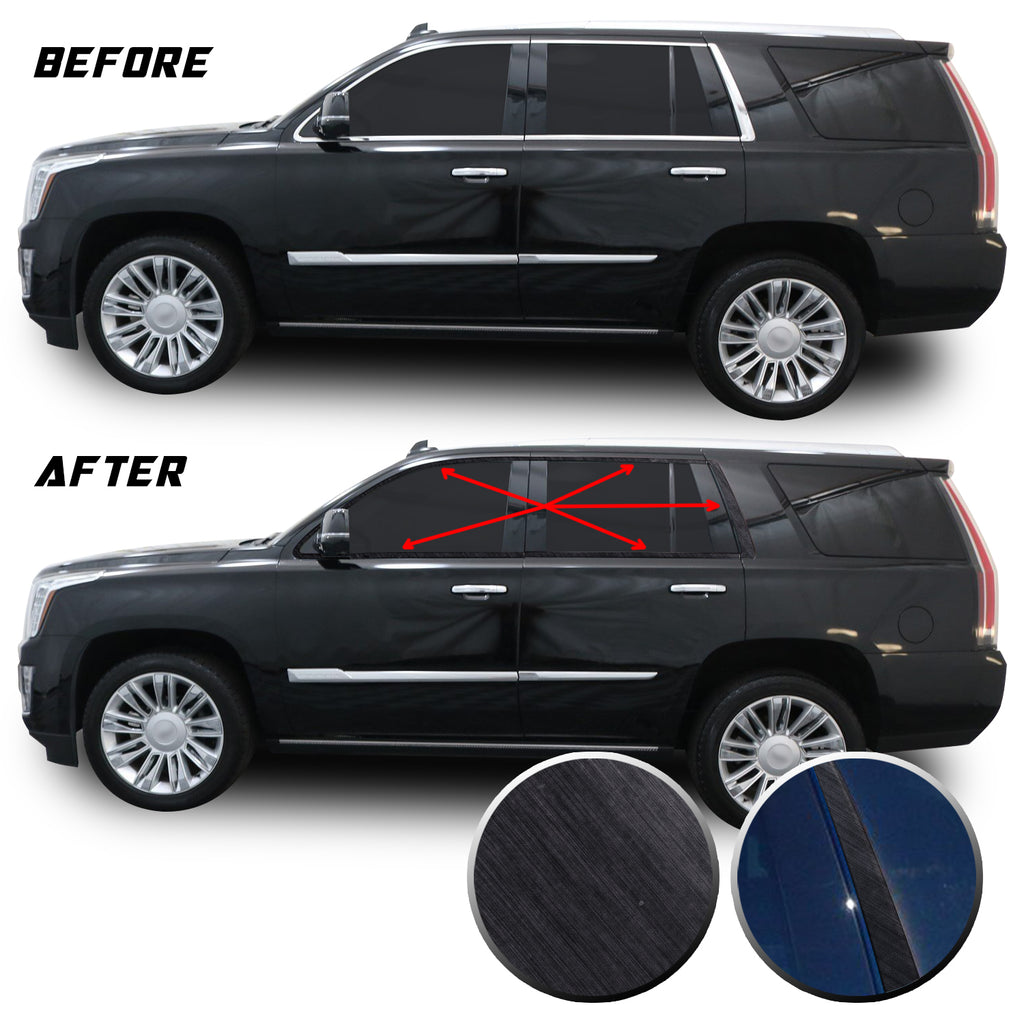 Window Trim Chrome Delete Blackout Vinyl Overlay Wrap Kit Compatible with Cadillac Escalade 2015-2020