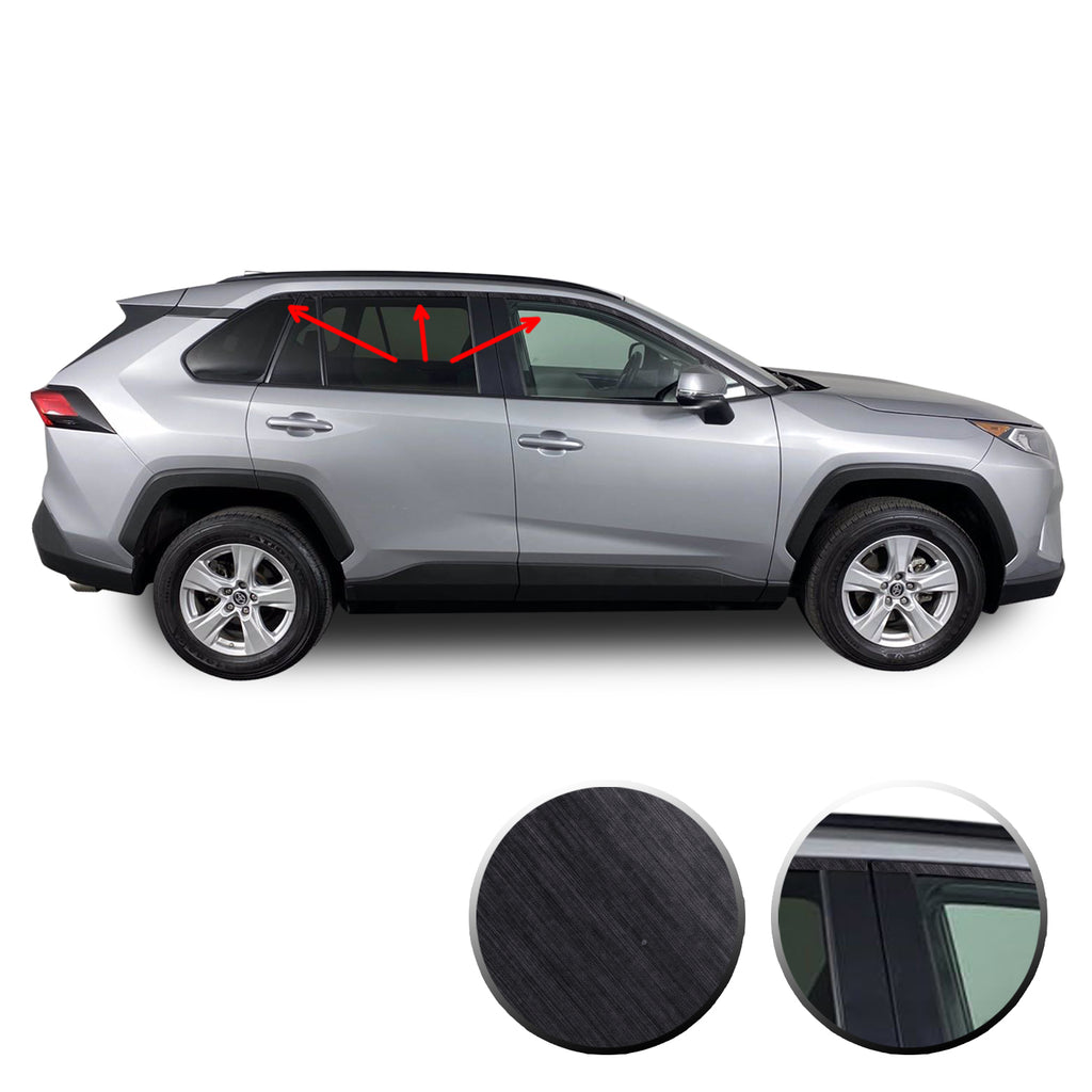 Window Trim Chrome Delete Blackout Vinyl Overlay Kit Compatible with & Fits Toyota RAV4 2019 2020