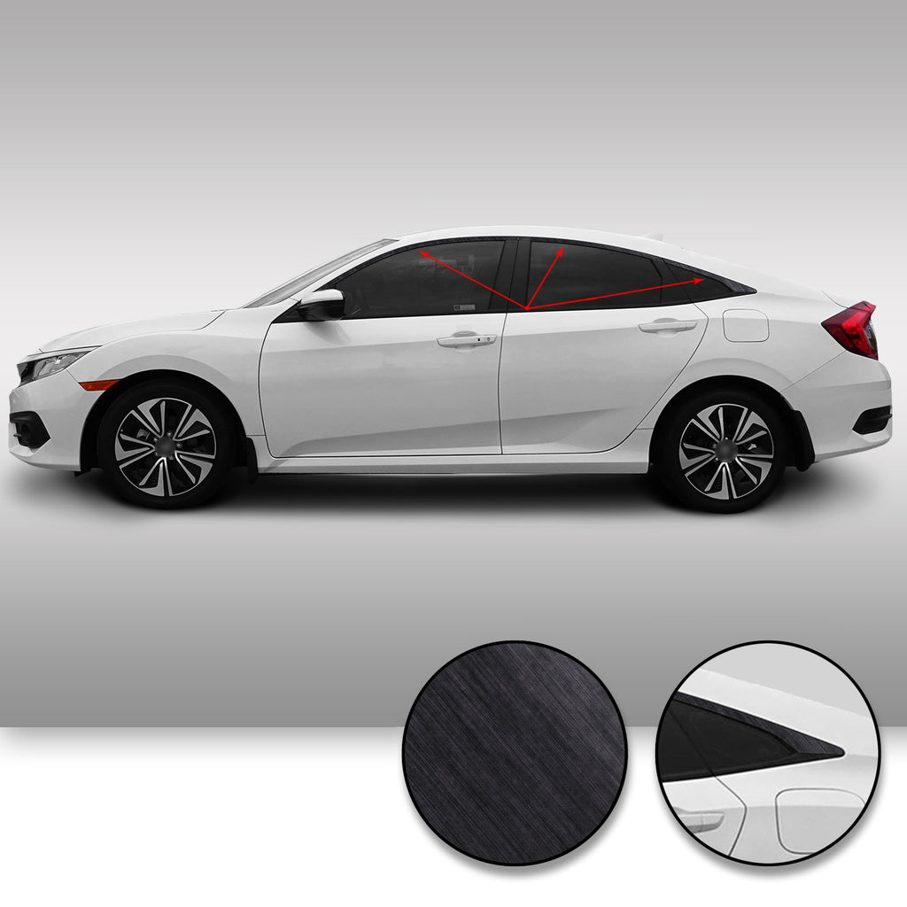 Window Trim Chrome Delete Vinyl Kit Compatible with and Fits Civic Sedan 2016-2019 - Black