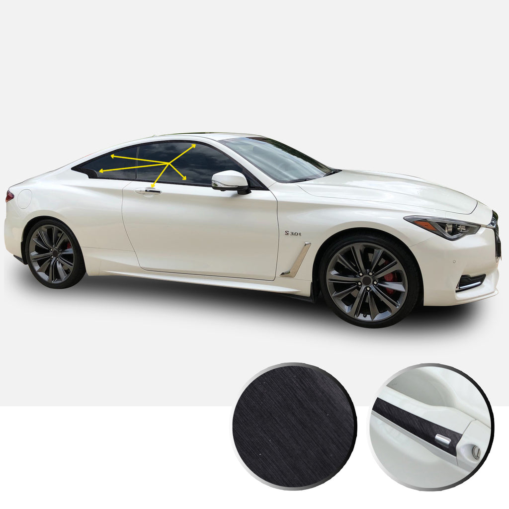 Window Trim Chrome Delete Vinyl Kit Compatible with and Fits Infiniti Q60 Coupe 2017-2019 - Black