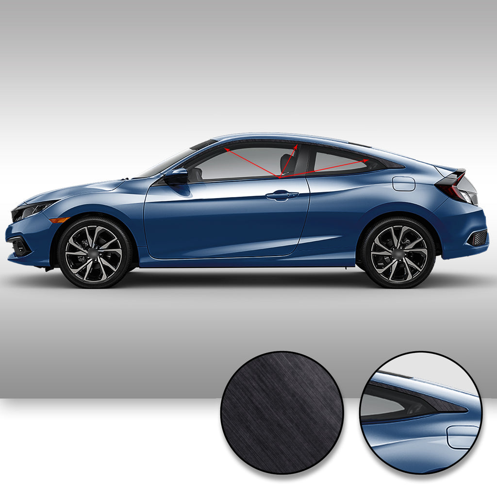 Window Trim Chrome Delete Vinyl Kit Compatible with and Fits Civic Coupe 2016-2019 - Black