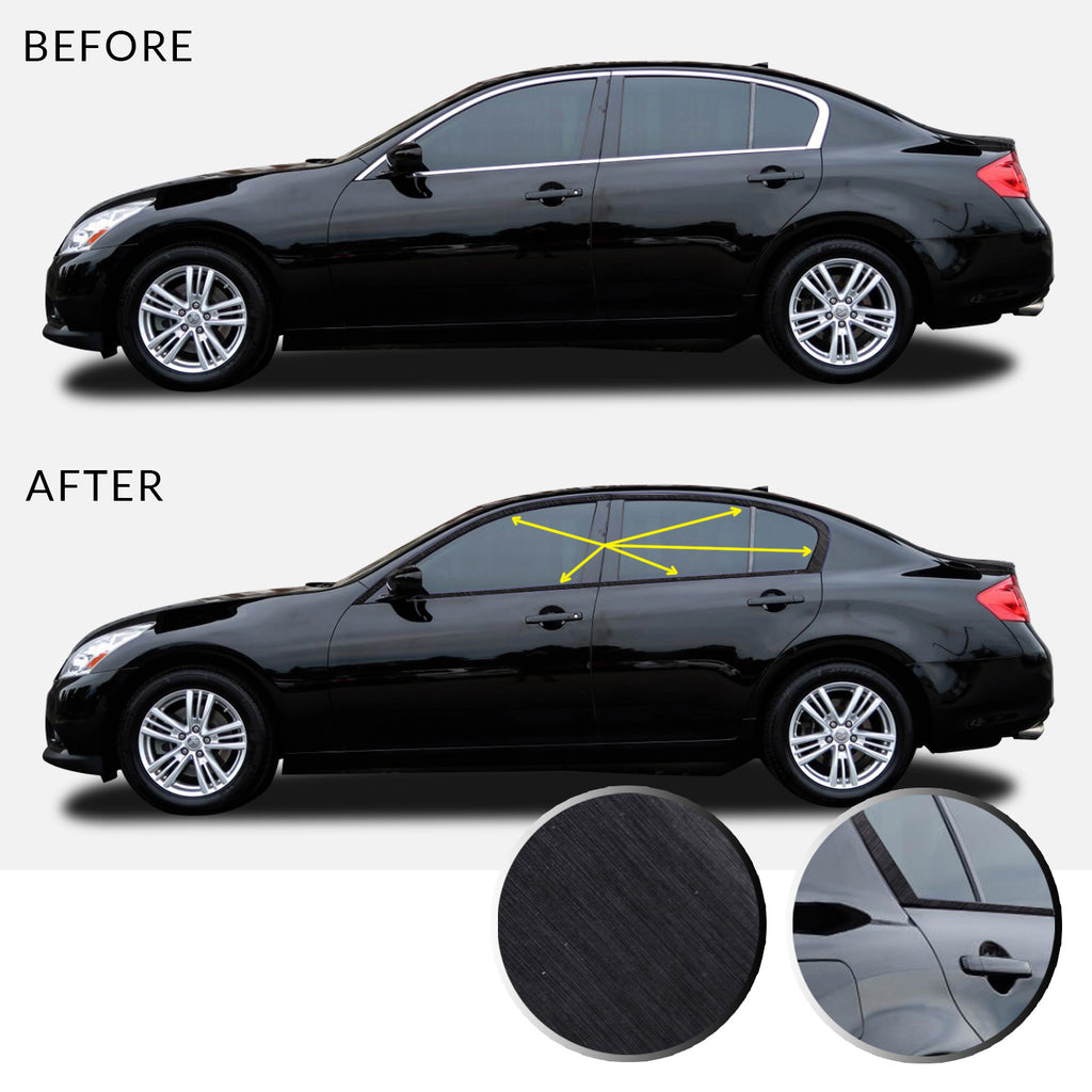 Window Trim Chrome Delete Vinyl Decal Compatible with and Fits Infiniti G35 G37 Q40 Sedan 2007-2015 - Black