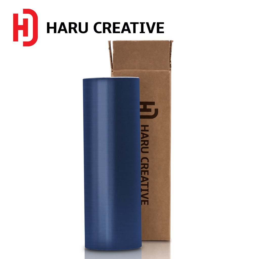 Blue Brushed Aluminum Vinyl Wrap - Adhesive Decal Film Sheet Roll - Haru Creative Brushed Aluminum