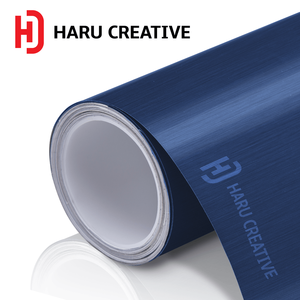 Blue Brushed Aluminum Vinyl Wrap - Adhesive Decal Film Sheet Roll - Haru Creative Brushed Aluminum