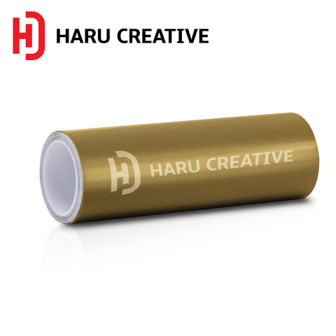 Gold Brushed Aluminum Vinyl Wrap - Adhesive Decal Film Sheet Roll - Haru Creative Brushed Aluminum