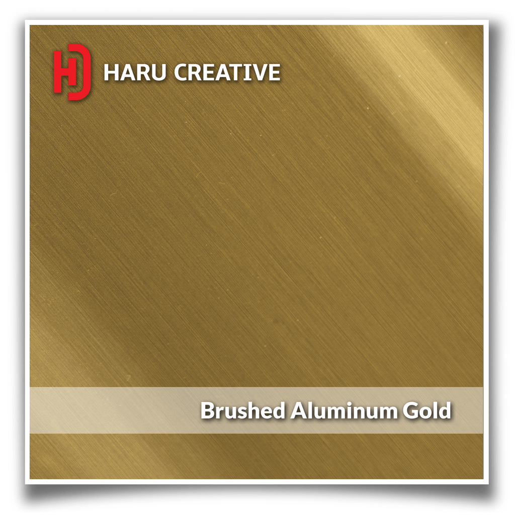 Gold Brushed Aluminum Vinyl Wrap - Adhesive Decal Film Sheet Roll - Haru Creative Brushed Aluminum