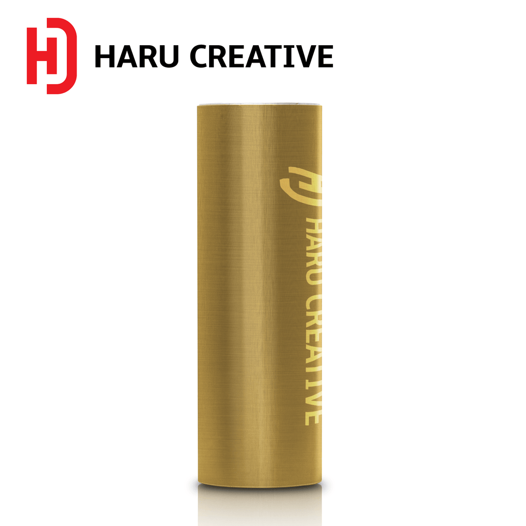 Gold Brushed Aluminum Vinyl Wrap - Adhesive Decal Film Sheet Roll - Haru Creative Brushed Aluminum