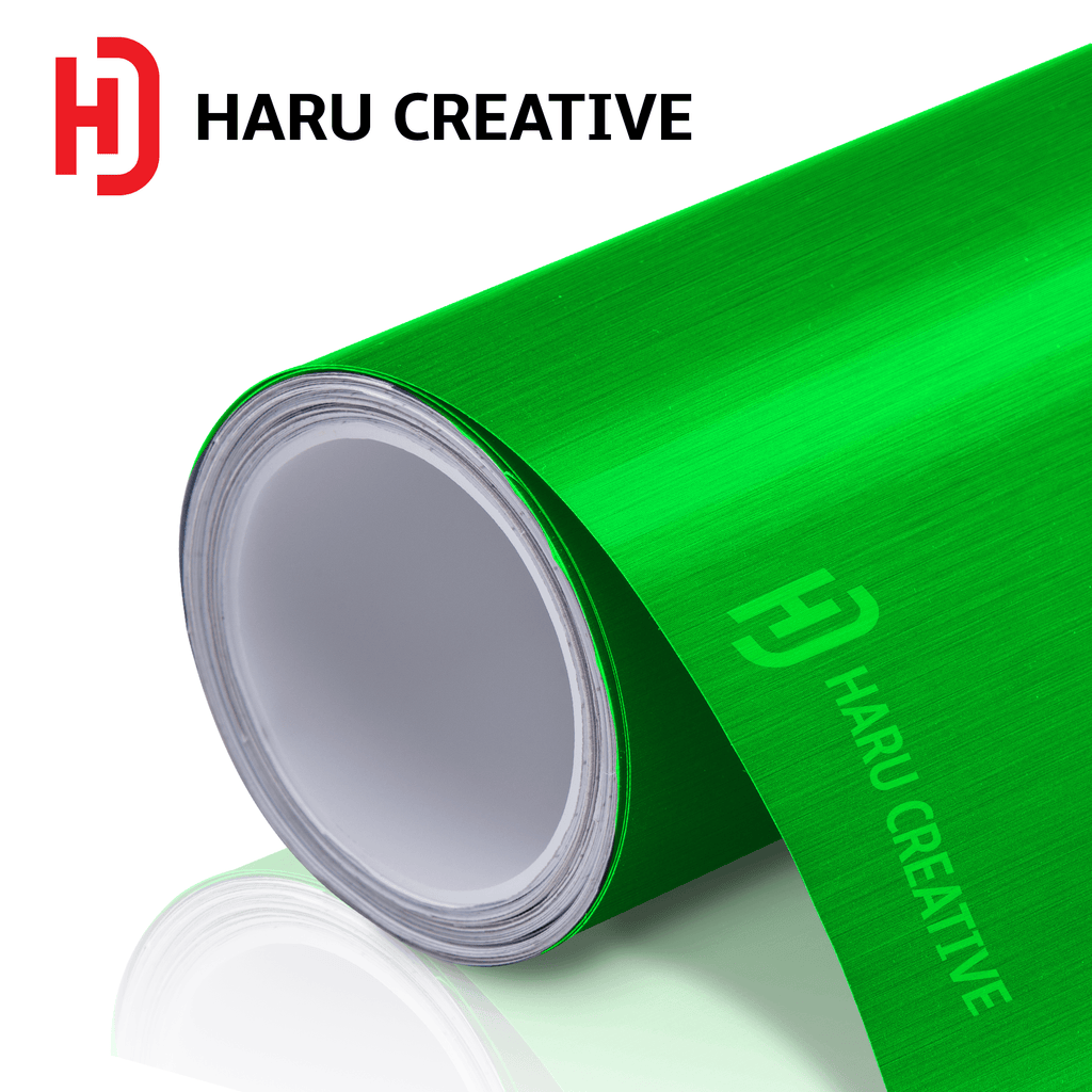Green Brushed Aluminum Vinyl Wrap - Adhesive Decal Film Sheet Roll - Haru Creative Brushed Aluminum